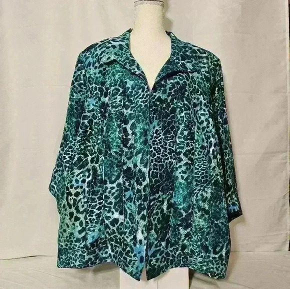 Added Dimensions Womens Top Blazer Colorful Animal Print NWT 2X - Picture 3 of 10